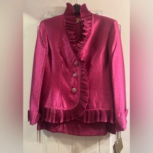 Kasper Fuchsia Ruffled Blazer Size 10 NWT